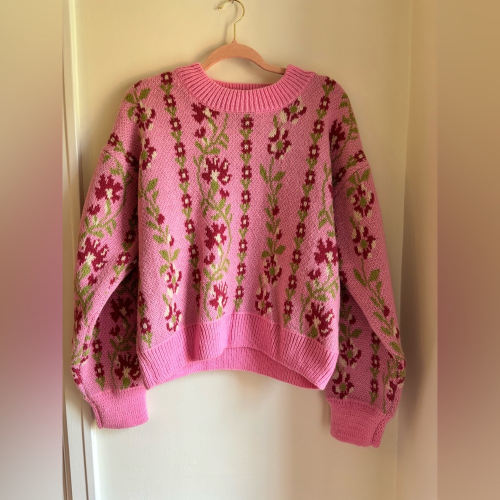 Pink Floral Sweater